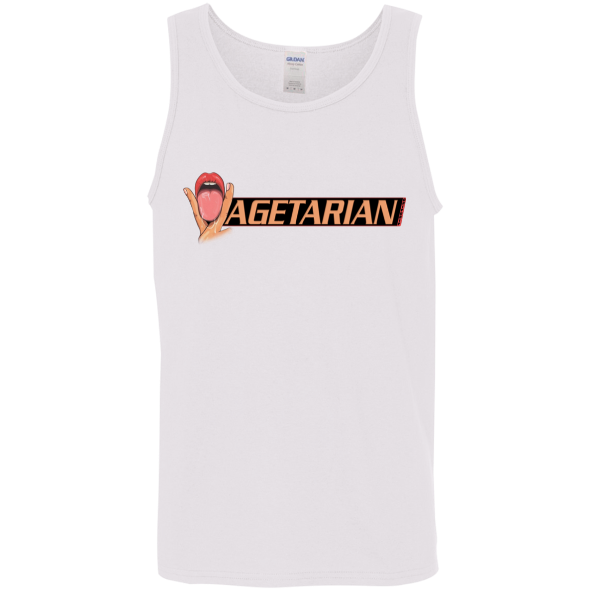 Vagetarian Tank Top made from sustainable USA cotton with unique print design.