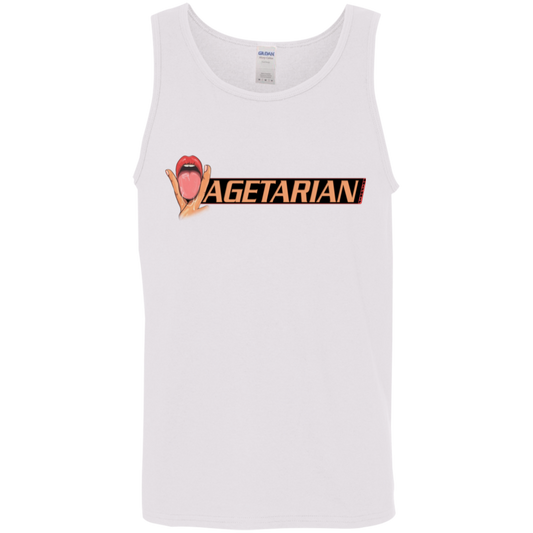 Vagetarian Tank Top made from sustainable USA cotton with unique print design.