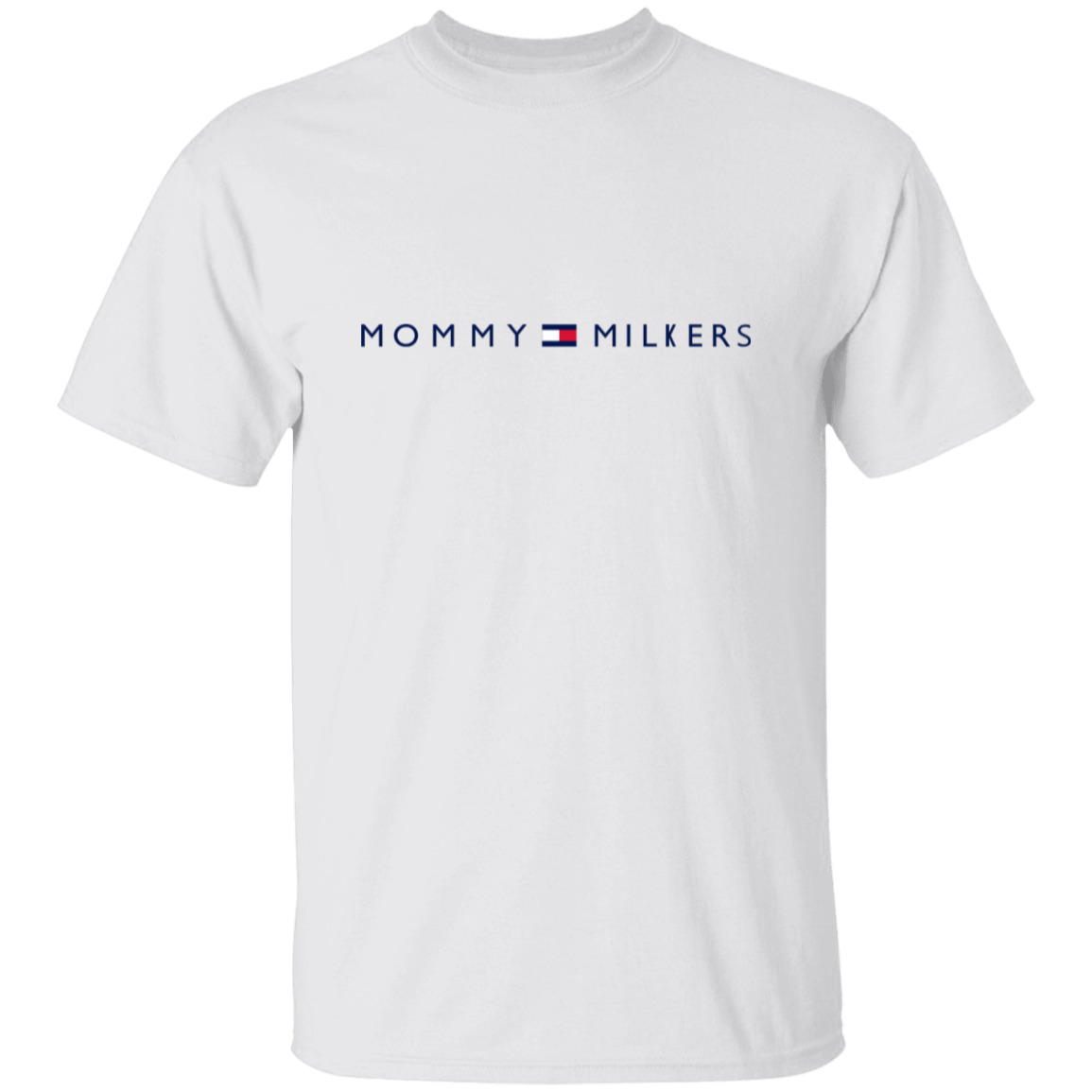 Unisex white "Mommy Milkers" T-shirt, 100% cotton, heavyweight classic fit.