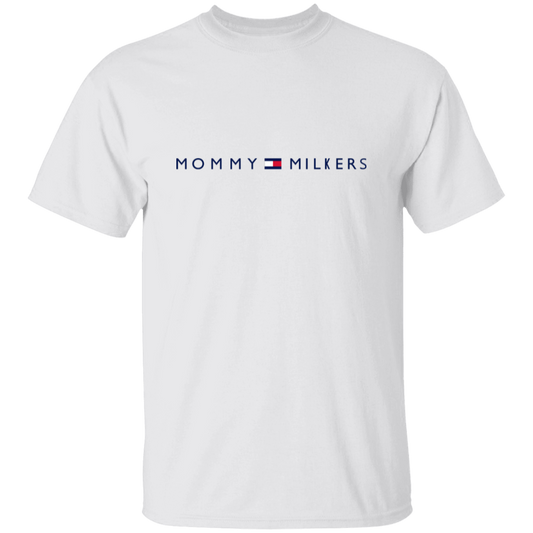 Unisex white "Mommy Milkers" T-shirt, 100% cotton, heavyweight classic fit.